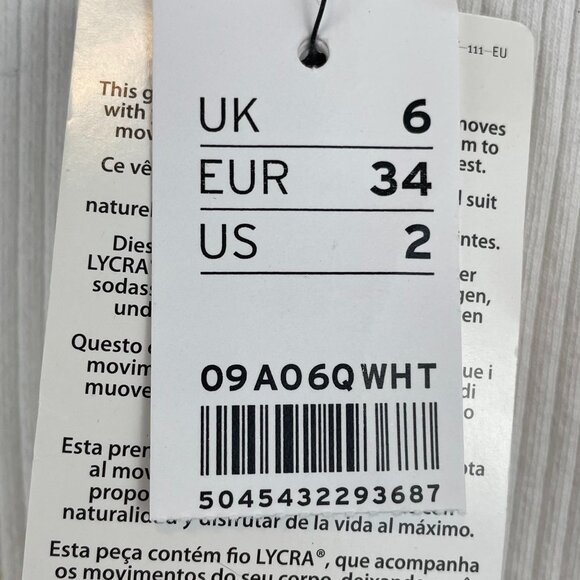 Topshop white picot trim ribbed short sleeve crewneck crop tee 2 or extra small - Picture 11 of 12